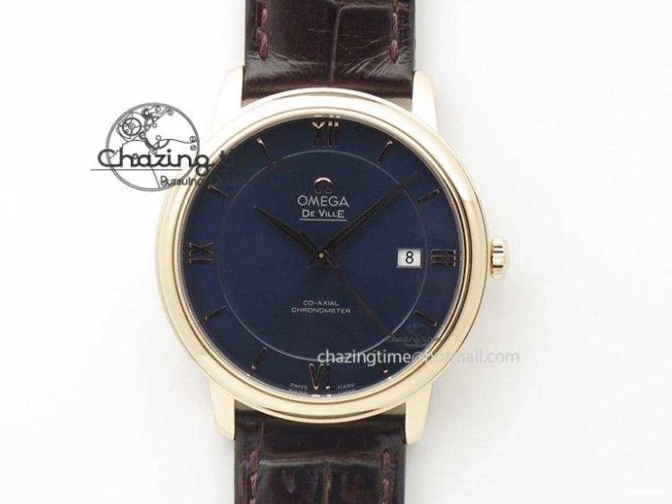 0327 Timeless De Ville Prestige Real PR SS ZF 1:1 Best Edition Gray Dial Blue Markers on Blue Leather Strap MIYOTA 7936